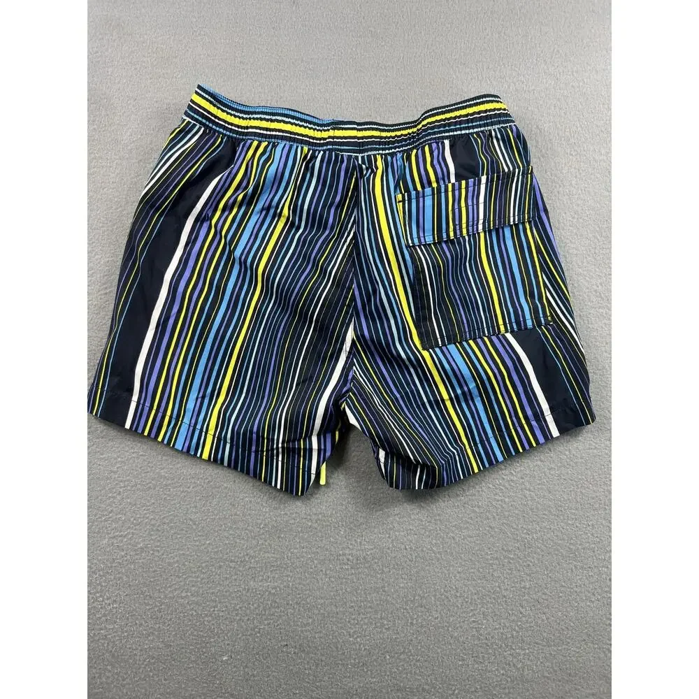 Psycho Bunny Swim Trunks Men's Medium Striped Multicolor Beach Drawstring Shorts